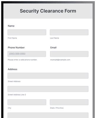 Security Clearance Form Template | JotForm