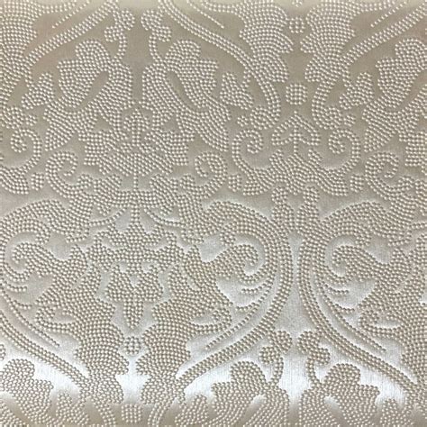 Lyon - Embossed Damask Pattern Vinyl Upholstery Fabric by the Yard