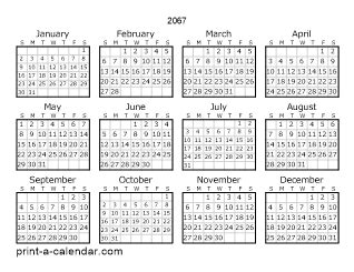 Download 2067 Printable Calendars