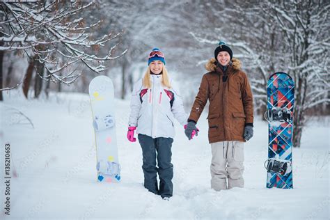 Happy couple On Winter Vacation Stock Photo | Adobe Stock