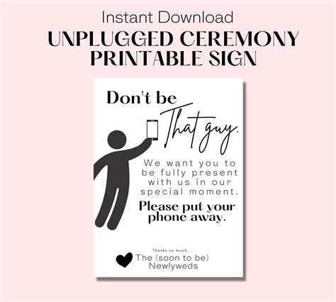 Funny Unplugged Wedding Ceremony Sign Instant Download - Etsy