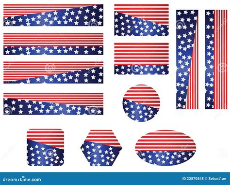 USA flag banner set stock vector. Image of clip, holiday - 23870548