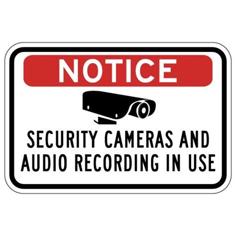 Notice Security Cameras And Audio Recording In Use Sign - 18x12 | Security camera, Video ...