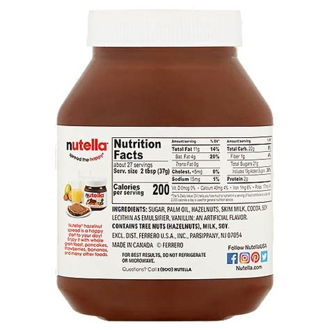 Nutella Nutrition Facts | Blog Dandk