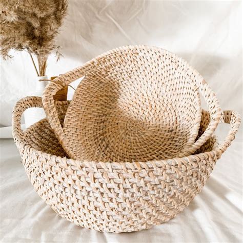 Baskets | Round Rattan Baskets | Boho | Santorini / Coastal - Winning ...