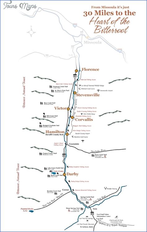 Bitterroot Valley Map - ToursMaps.com