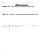 Lab Report-Calorimetry.201930.docx - Name: Group #: Lab Report ...