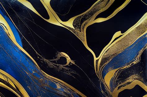 Premium Photo | Navi blue and gold marble abstract background decorative acrylic paint pouring ...