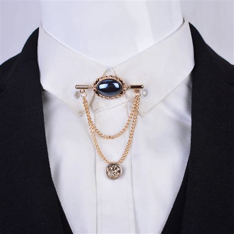 Crystal brooch tassel collar long chain brooch open shirt pin shawl buckle jewelry collar buckle ...