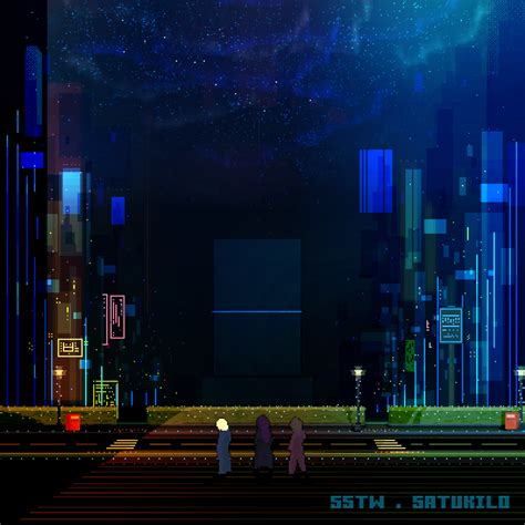 Abstract city pixel art - [WIP] To be animated : r/PixelArt