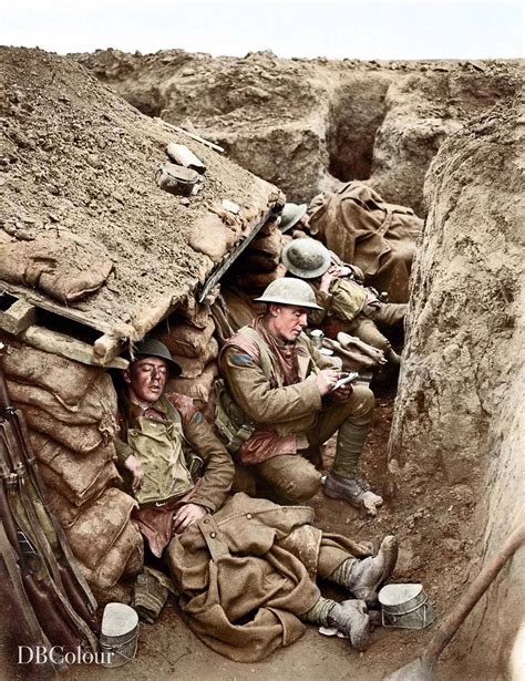 Four Canadian soldiers, sleeping... - WW1 Colourised Photos