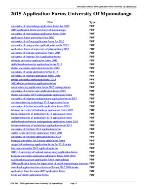 Fillable Online flye 2015 Application Forms University Of Mpumalanga ...