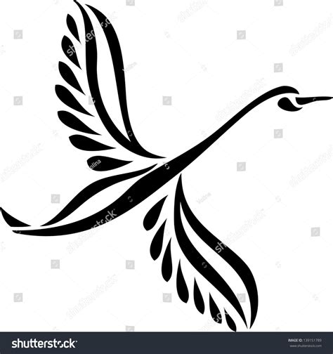 Silhouette Flying Swan Stock Vector (Royalty Free) 139151789