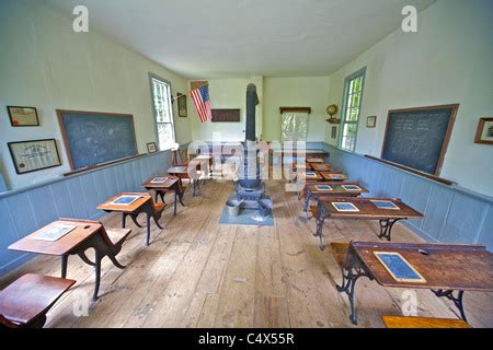 Old one room schoolhouse interior with desks and blackboard Stock Photo: 90662181 - Alamy