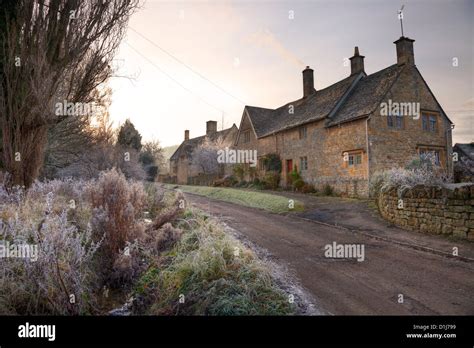 Cotswold cottages in Winter, Gloucestershire, England Stock Photo - Alamy