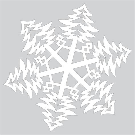 Paper Snowflake with Bushy Christmas Trees Pattern Cut out Template | Free Printable Papercraft ...