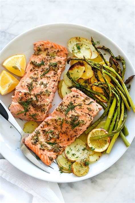 Sheet-Pan Mustard Salmon Dinner | foodiecrush.com