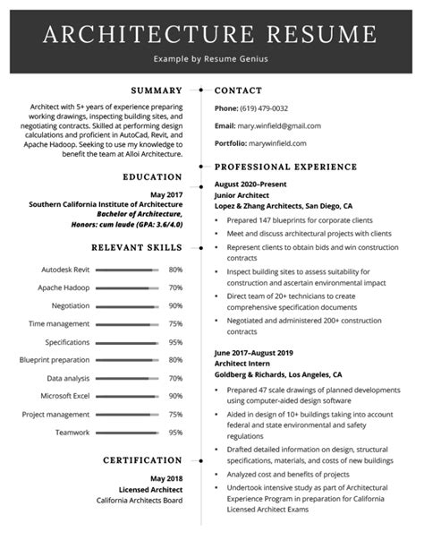 Architecture Resume Example (+ Free Template)