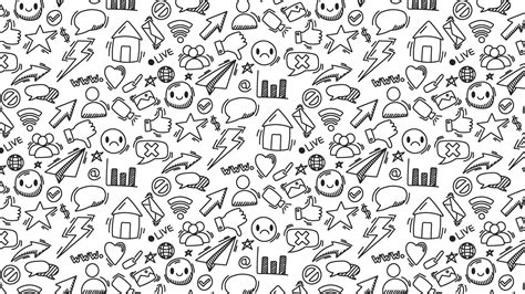 social media icon doodle seamless pattern background hand drawing ...