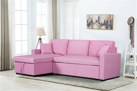 Kent Pink Sectional Sleeper With Storage