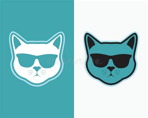 Cat with Cool Glasses - Flat Cat Icon or Logo Stock Vector ...