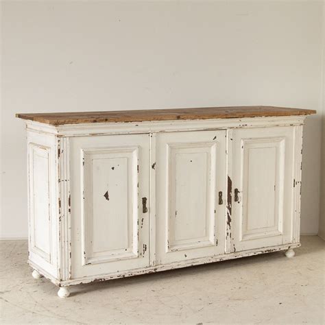 Antique Original Painted White Sideboard Buffet Kitchen Island