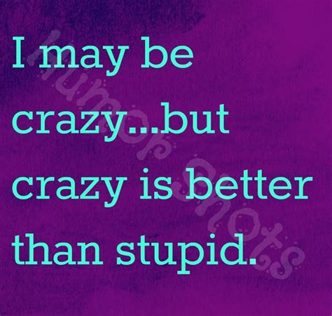 I may be crazy...but crazy is better than stupid | Sarcastic quotes, Crazy quotes, Funny quotes