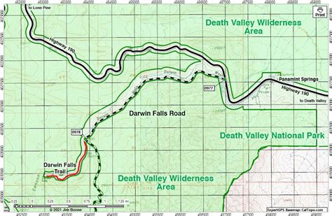 Hiking Around Las Vegas, Death Valley NP, Darwin Falls Road Map