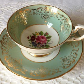 Paragon Sage Gold Gilt Tea Cup / Fine Bone English China / Vintage Tea ...