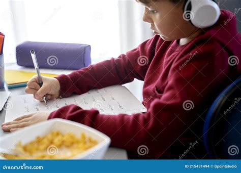 Close Up Side View of Boy Doing Math Homework Stock Photo - Image of homework, close: 215431494