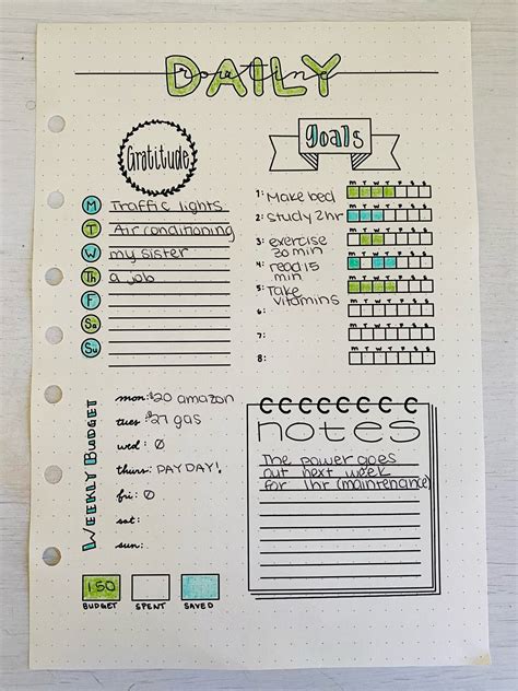 Daily Routine Printable Bullet Journal Page - Etsy