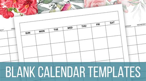 Printable Blank Calendar Templates - Month View