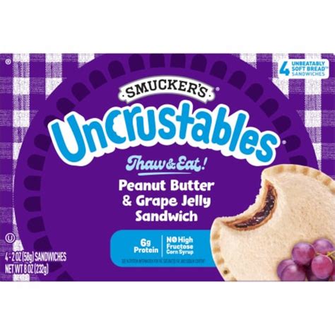 Smucker's® Uncrustables® Peanut Butter & Grape Jelly Sandwich, 4 ct / 2.0 oz - Fry’s Food Stores