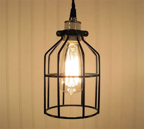 Industrial Cage PENDANT Light with Edison Bulb Rustic Modern