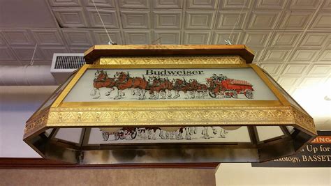 Vintage Budweiser Rectangular Glass Pool Table Light | Chicago Bar ...