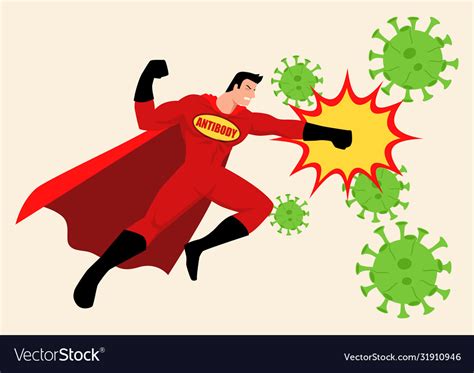 Superhero fighting viruses Royalty Free Vector Image