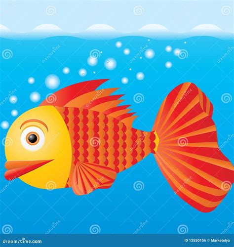 Cartoon fish stock vector. Image of funny, animal, gold - 13550156