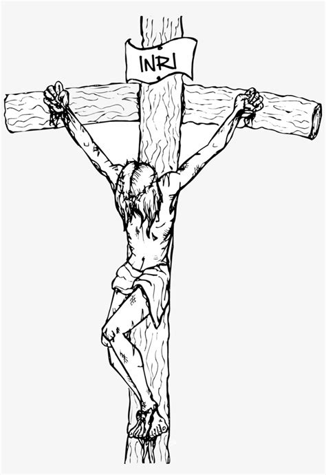 Cross Clipart Jesus Praying Drawing Art Coloring - Jesus On The Cross Drawing Png - 1085x1528 ...