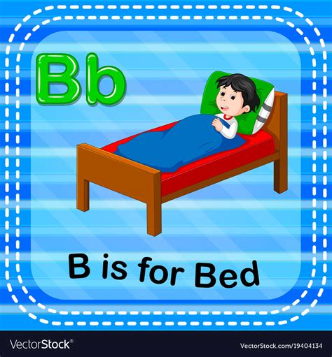 Flashcard letter b is for bed Royalty Free Vector Image