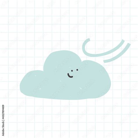 Doodle windy cloud illustration weather forecast drawing for kids Stock ...