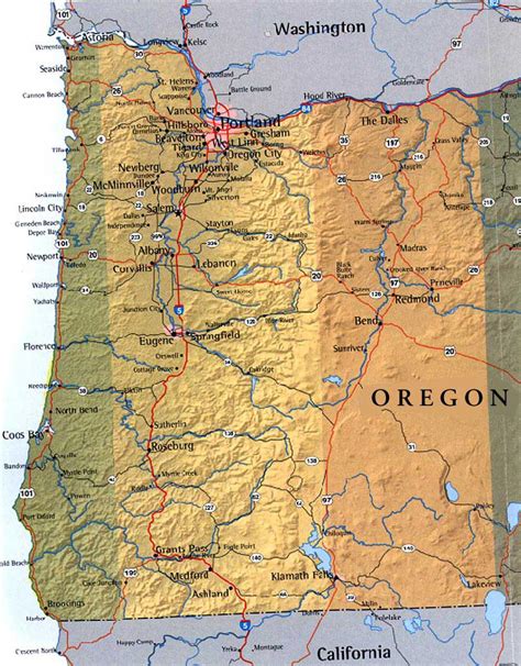 Map of Western Oregon, USA