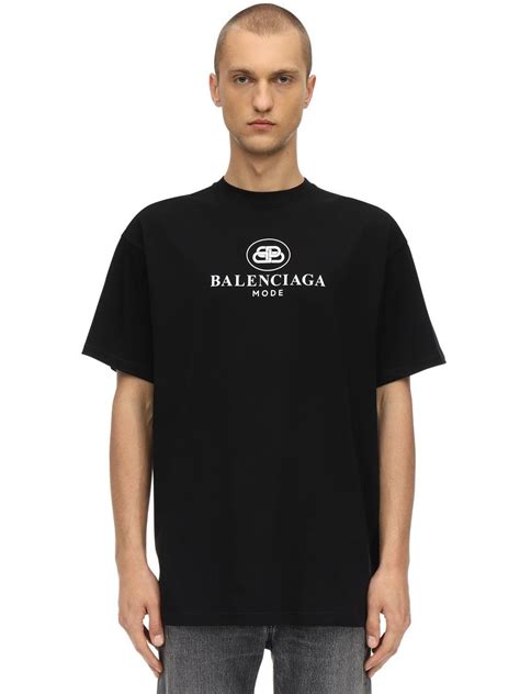 Balenciaga Mode Logo Cotton Jersey T-shirt in Black for Men - Lyst