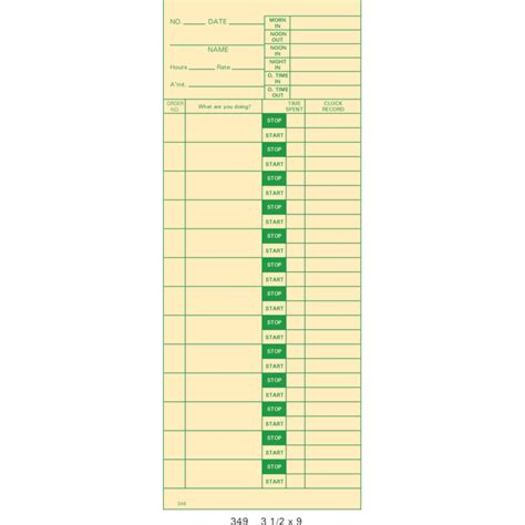 349 Daily Job Cost Card (Pack of 1000's) – Time Systems Inc