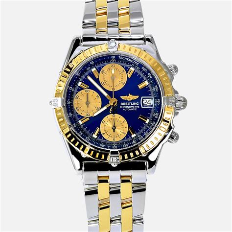 Breitling Chronomat 18K Gold/SS Blue Dial D13352 - NeoFashion