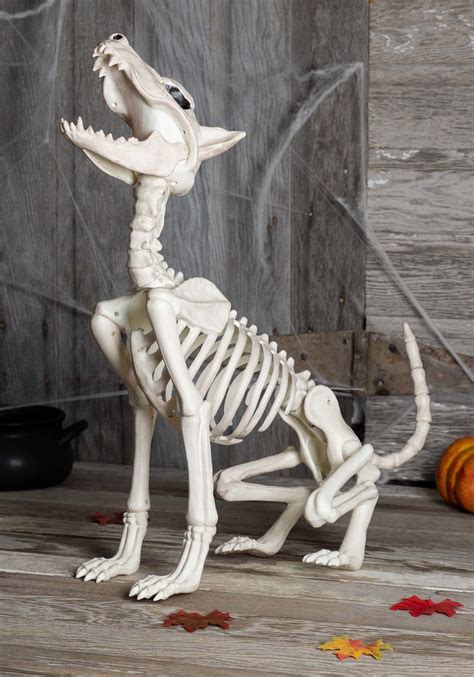 27" Howl At The Moon Skeleton Dog Halloween Decoration