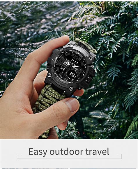 Sports Men’s watch 50m Compass Multifunction Military Wristwatches LCD ...