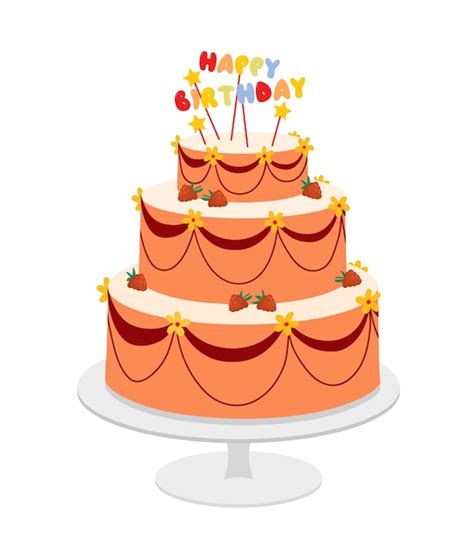 Premium Vector | Happy birthday cake