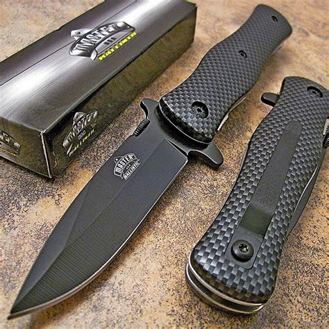 MASTER USA Carbon Fiber Tactical Hunting Rescue Pocket Folding Knife MU ...