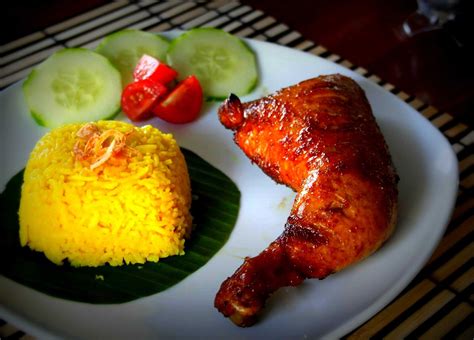 Nasi Kuning Ayam Bakar Kecap [ Yellow Rice and Sweet Grilled Chicken ...