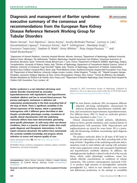 Diagnosis and Management of Bartter Syndrome | PDF